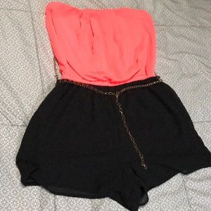 Strapless romper with belt chain size Medium